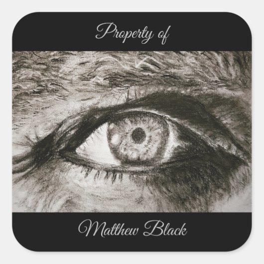 蔵書票パーソナライズされたの資産ラベル スクエアシール (正面)