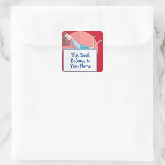 蔵書票パーソナライズされたガールブック、学生用ブック スクエアシール (バッグ)
