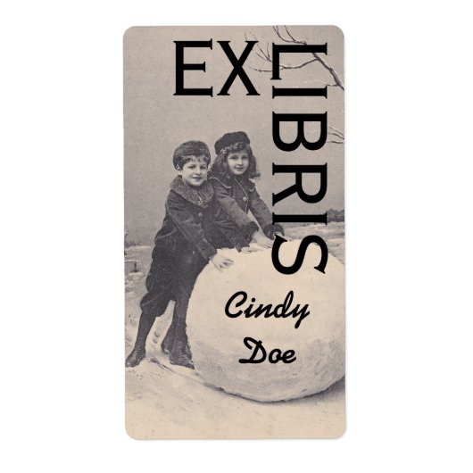 蔵書票ビクトリアンブックラベルEX LIBRIS雪だるま ラベル (正面)