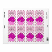 蔵書票ラベルティーンズキッズブックピンクカップケーキチェック ラベル (フルシート)