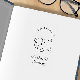 蔵書票ランニングのピグレットピッグ ラバースタンプ