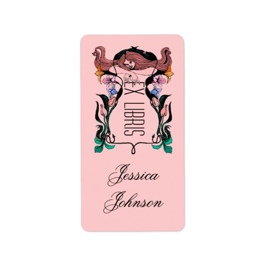 蔵書票ヴィンテージお洒落スタイル女性EX LIBRIS ラベル (正面)