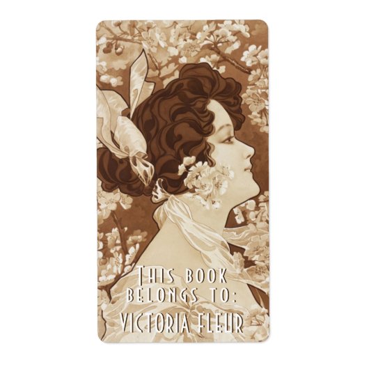 蔵書票ヴィンテージビクトリアンレディパーソナライズされた ラベル (正面)