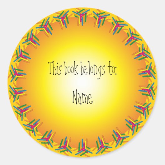 蔵書票付きカラフル縁ど ラウンドシール (正面)