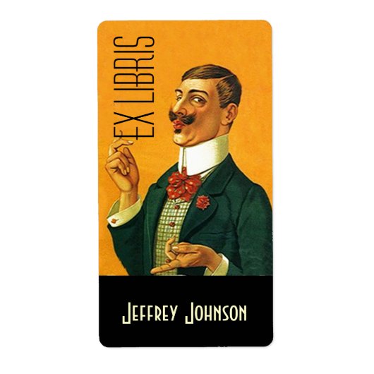 蔵書票元司書Vntgダッパー服を着た紳士 ラベル (正面)