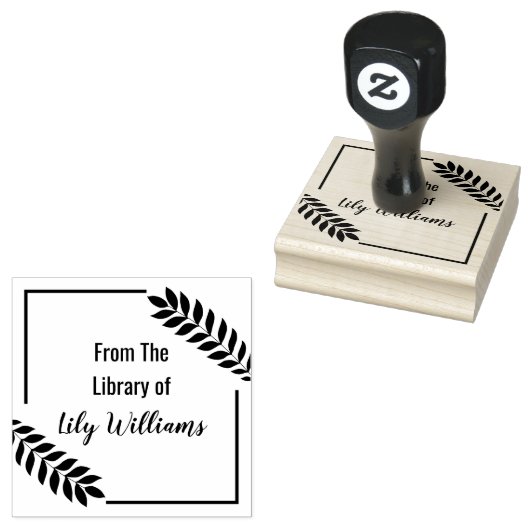 蔵書票図書館の熱帯葉 ラバースタンプ (押印)