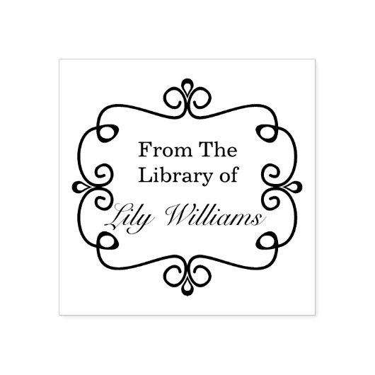 蔵書票書室の白黒 ラバースタンプ (インプリント)