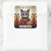 蔵書票猫 スクエアシール (バッグ)