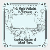 蔵書票献身「感謝してい先生」 スクエアシール (正面)