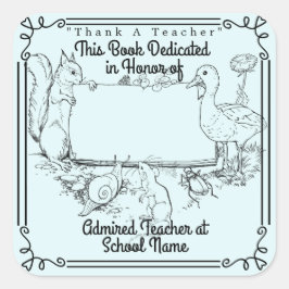 蔵書票献身「感謝してい先生」 スクエアシール