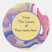 蔵書票 – ピンクと紫の大理石の抽象芸術パターン (正面)