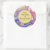 蔵書票 – ピンクと紫の大理石の抽象芸術パターン (バッグ)