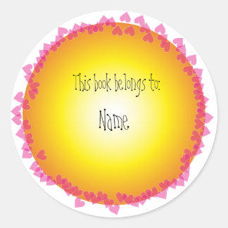 蔵書票(ピンクハート) ラウンドシール