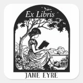 蔵書票 – 女読の子の下の木 (正面)