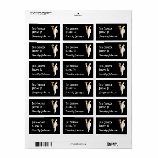 蔵書票Ex Libris名シェフクックブックは次の項目に属する ラベル (フルシート)