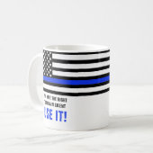 薄いおもしろいブルーライン米国旗警察官贈り物 コーヒーマグカップ (正面左)