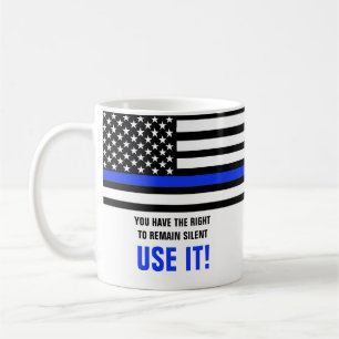 薄いおもしろいブルーライン米国旗警察官贈り物 コーヒーマグカップ