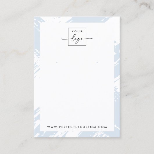 薄いほこりっぽい青いブラシストロークのイヤリングディスプレイカード 名刺 (正面)