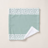 薄いエレガント緑の白い幾何学模様 バスタオルセット (ウォッシュタオル)