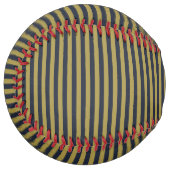 薄いエレガント金ゴールドとネイビーブルー垂直ストライプ色 ソフトボール (正面左)