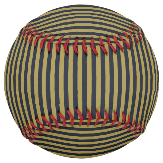 薄いエレガント金ゴールドとネイビーブルー垂直ストライプ色 ソフトボール (正面)