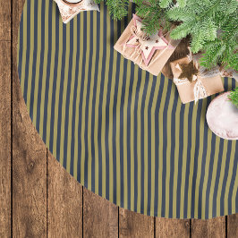 薄いエレガント金ゴールドとネイビーブルー垂直ストライプ色 ブラッシュドポリエステルツリースカート