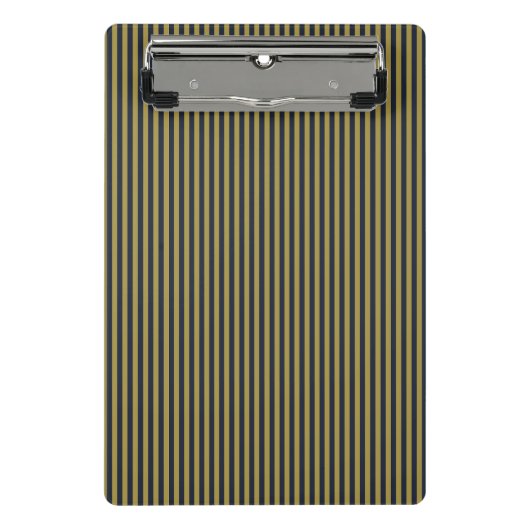薄いエレガント金ゴールドとネイビーブルー垂直ストライプ色 ミニクリップボード (正面)