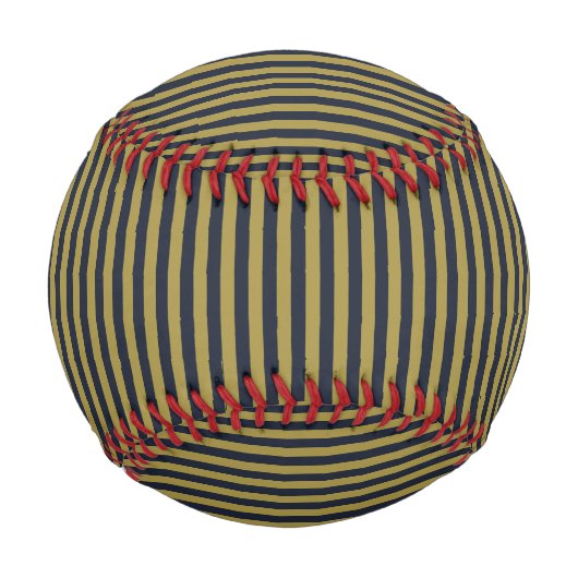 薄いエレガント金ゴールドとネイビーブルー垂直ストライプ色 野球ボール (正面)