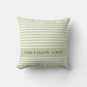 薄いオリーブ色ストライプの結婚 クッション (正面)