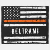 薄いオレンジ色のラインフラッグパーソナライズされた検索レスキュー フリースブランケット (正面(横))