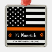 薄いオレンジ色のライン – 検索と救助 – SARS K9 Dog メタルオーナメント (正面)