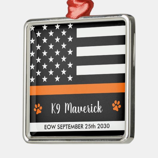 薄いオレンジ色のライン – 検索と救助 – SARS K9 Dog メタルオーナメント (左)