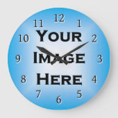 薄いカスタム黒い数字のドロップシャドウ付き時計 ラージ壁時計 (正面)