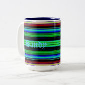 薄いカラフルストライプ- 1 ツートーンマグカップ (正面左)