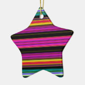 薄いカラフルストライプ- 2 セラミックオーナメント (左)