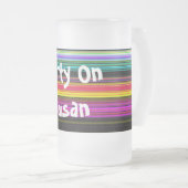 薄いカラフルストライプ- 2 フロストグラスビールジョッキ (正面右)