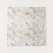 薄いクリームの上の白いラン   タペストリー (正面(横))