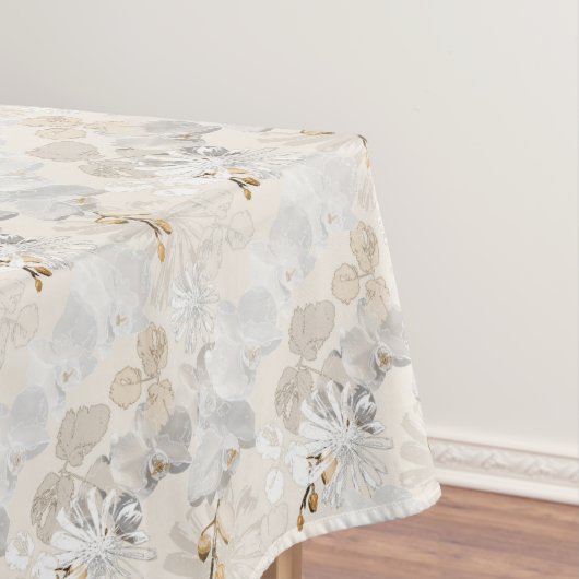 薄いクリームの上の白いラン  テーブルクロス (インサイチュ)