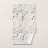 薄いクリームの上の白いラン バスタオルセット (ハンドタオル)