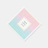 薄いグラデーション金ゴールド線を含むピンク結婚ブルー スタンダードカクテルナプキン (角)