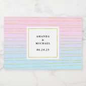 薄いグラデーション金ゴールド線を持つピンクブルー結婚- スパークリングワインラベル (シングルラベル)