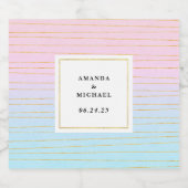 薄いグラデーション金ゴールド線を持つピンクブルー結婚- ビールラベル (シングルラベル)