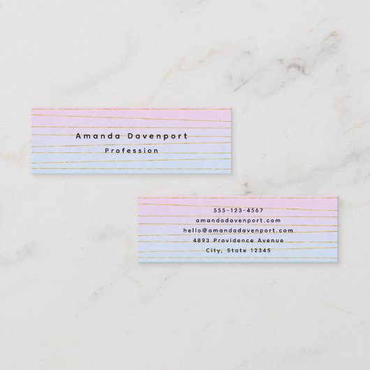 薄いグラデーション金ゴールド線 スキニー名刺 (正面/裏面)