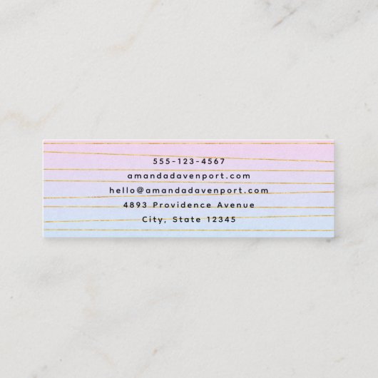 薄いグラデーション金ゴールド線 スキニー名刺 (裏面)