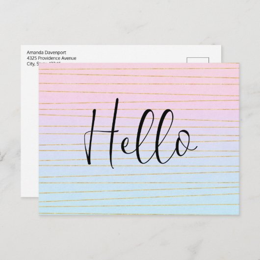 薄いグラデーション金ゴールド線 ポストカード (正面/裏面)