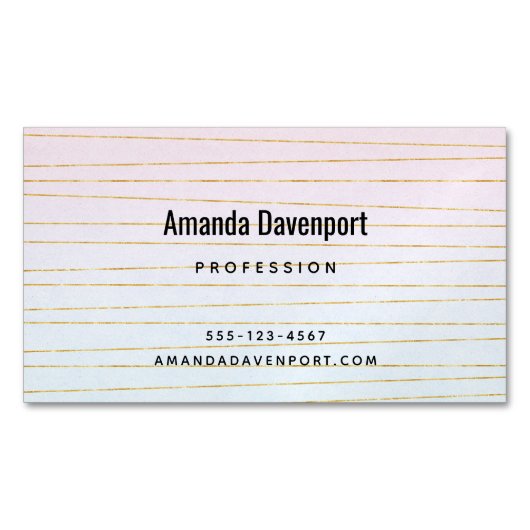 薄いグラデーション金ゴールド線 マグネット名刺 (正面)