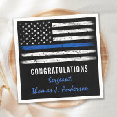 薄いグランジ青い線の警察官の退職 スタンダードカクテルナプキン