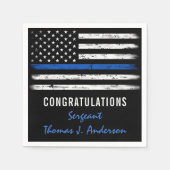 薄いグランジ青い線の警察官の退職 スタンダードカクテルナプキン (正面)