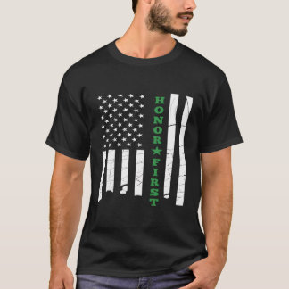 薄いグリーンラインアメリカ国旗のアメリカフード付きスウェットシャツ Tシャツ