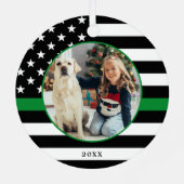 薄いグリーンラインカスタム軍隊クリスマス メタルオーナメント (裏面)